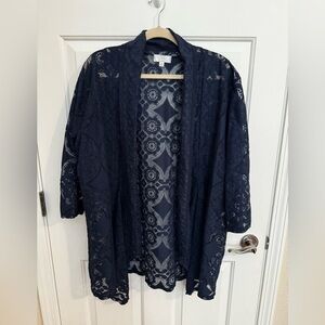 Shannon Ford New York Womens Lace Open Front Drape Cardigan Plus Size 3X